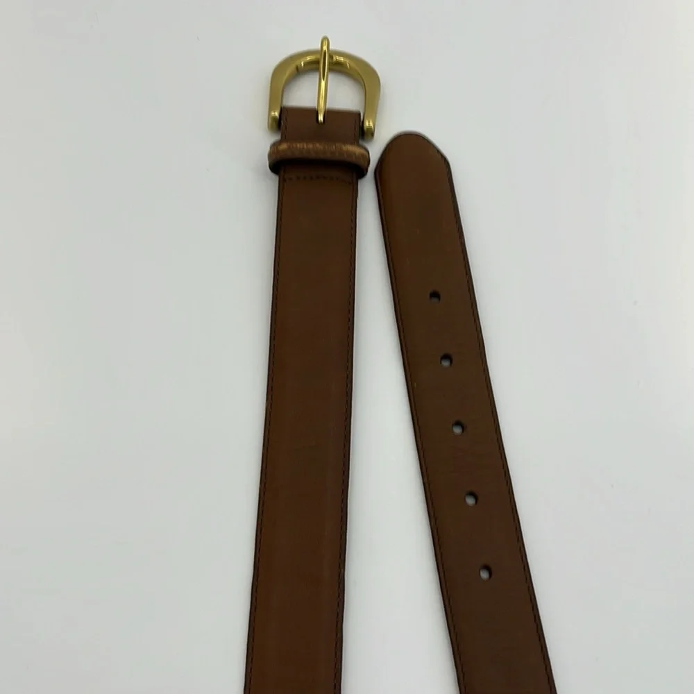 Vintage Lands End 506 Brown Leather Belt w/ Brass Buckle- Women’s Size Small